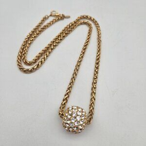 Joan Rivers Pave Crystal Spinning Ball Pendant Necklace